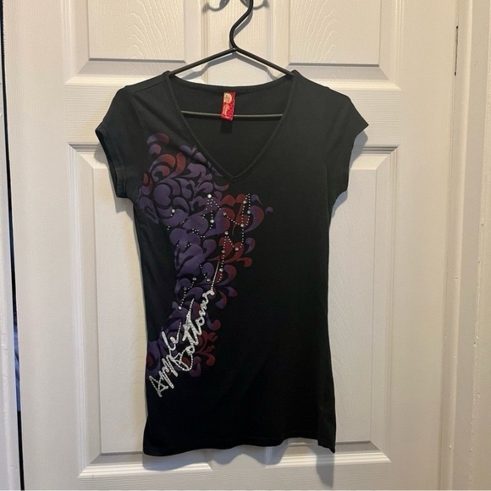 Apple Bottoms Small t shirt top Women black graphic Y2K